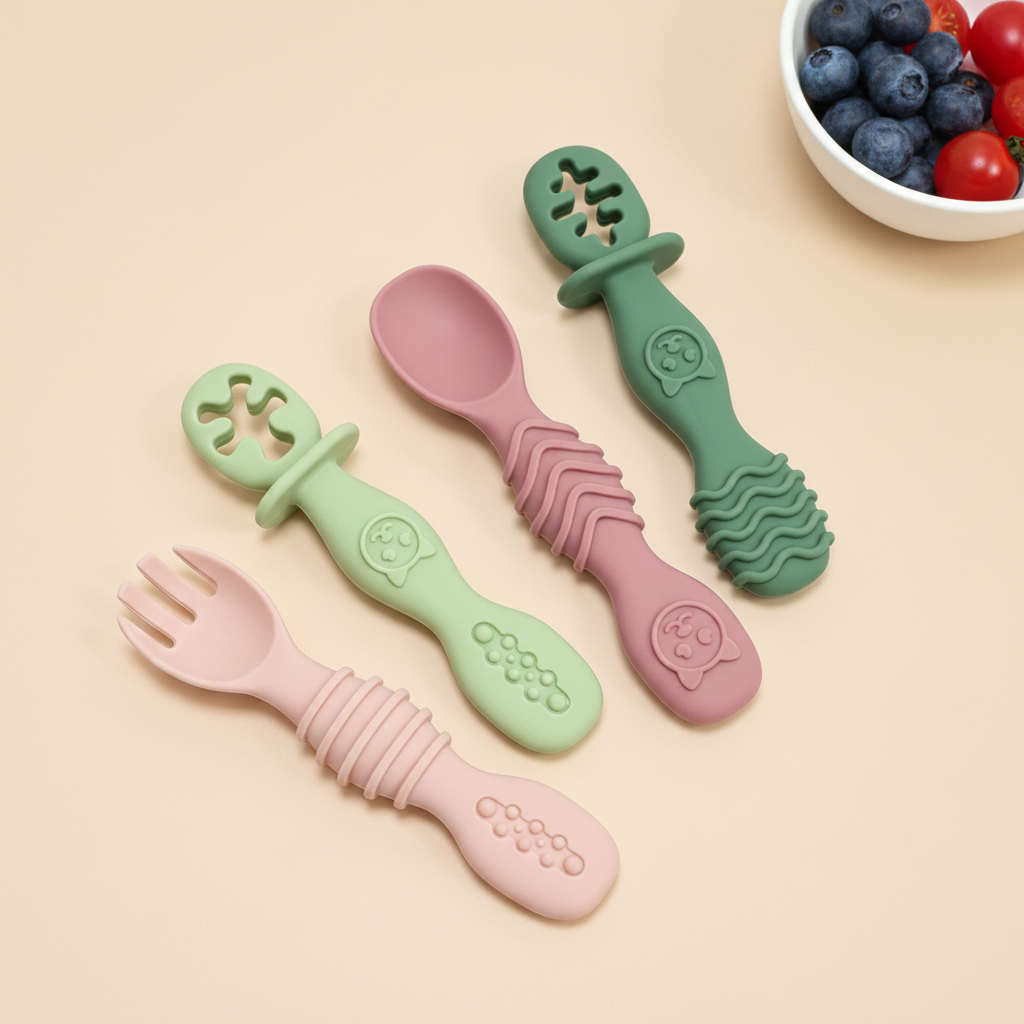 Набор из 4 силиконовых ложек,  – обзор и цена Baby Food Set