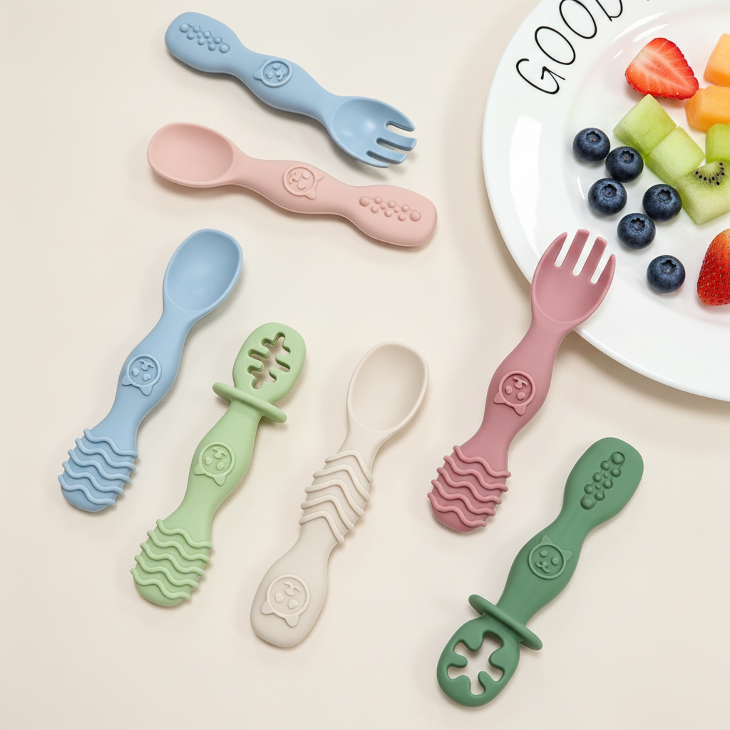 Набор из 4 силиконовых ложек,  – обзор и цена Baby Food Set